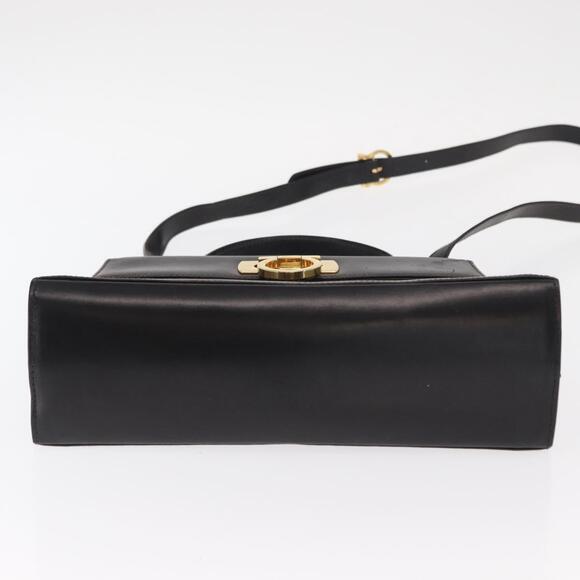 Salvatore Ferragamo Gancini Hand Bag Leather 2way Black Gold Auth ka1065 - Picture 5 of 16